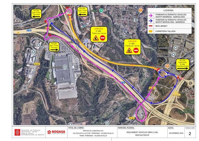 Ampliat el tall de trànsit a la C-58 per la construcció del carril bici